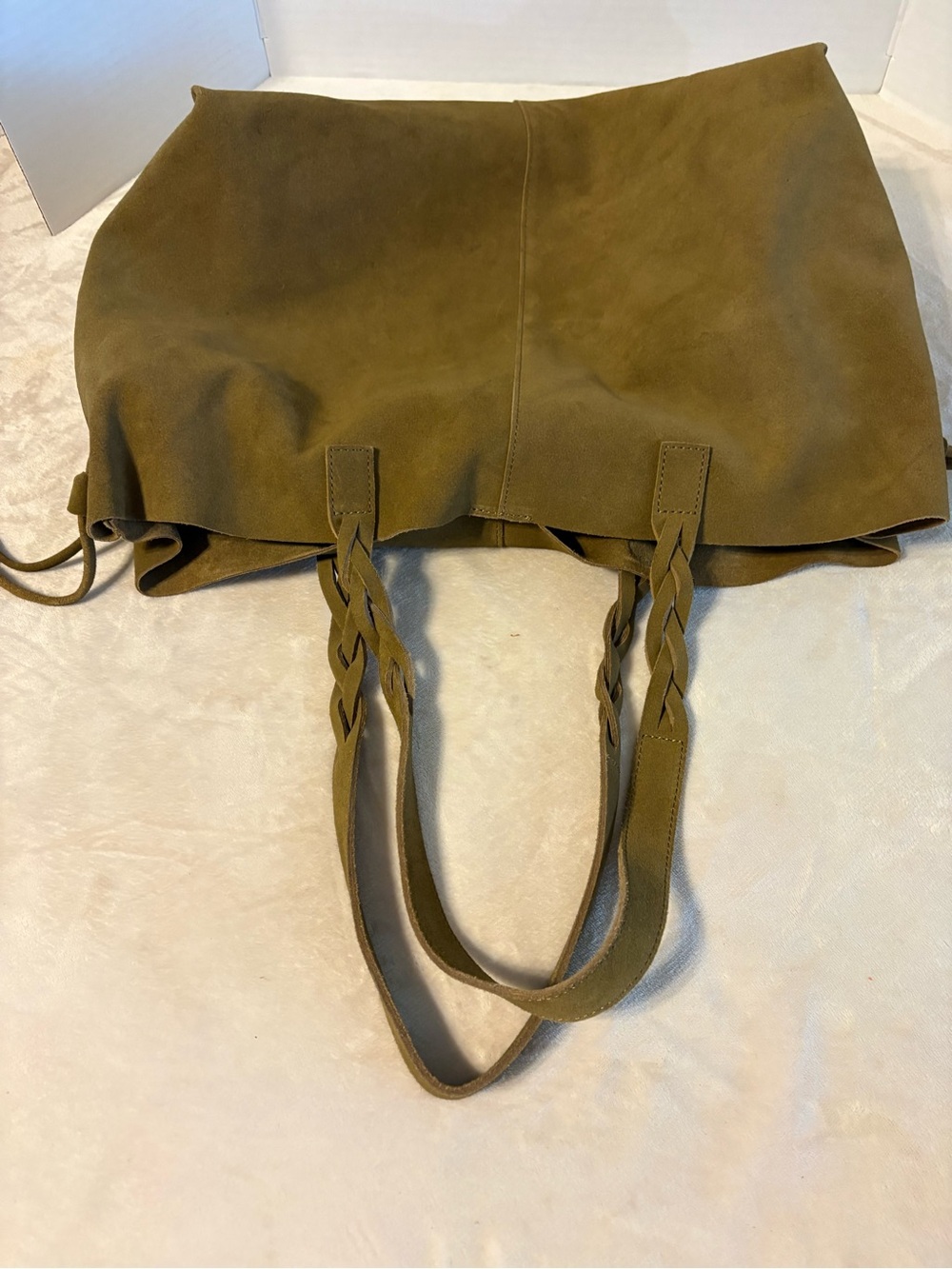 Hobo Suede Braided-Handle Tote in tan